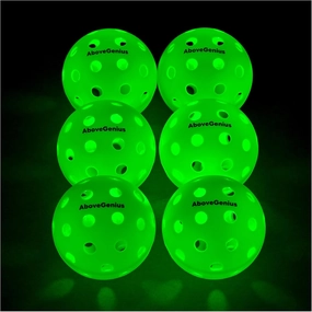 Glow in The Dark Pickleball,6 Pack Outdoor Pickleballs, LED Light Up High Visibility and Long-Lasting for Nighttime Play,Pickleball Gift