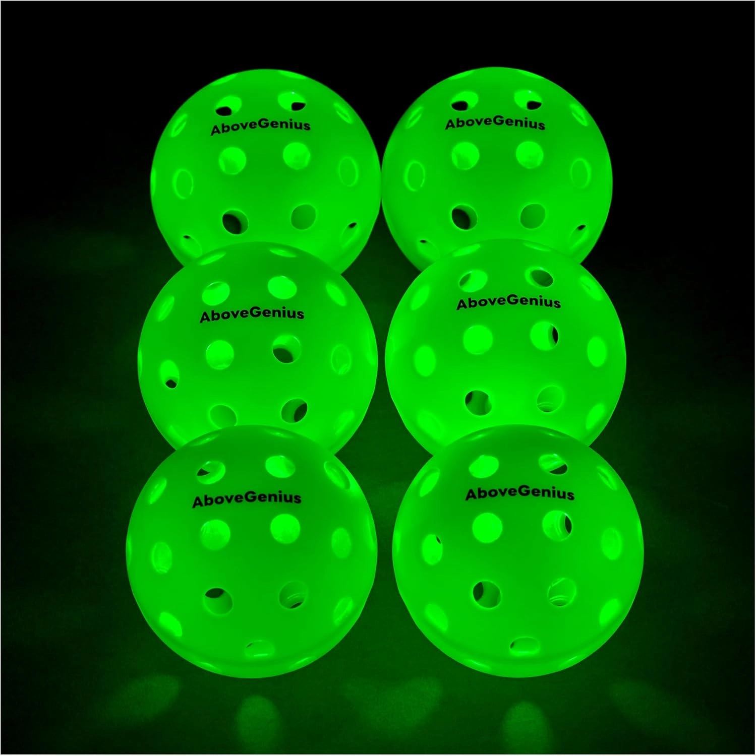 Glow in The Dark Pickleball,6 Pack Outdoor Pickleballs, LED Light Up High Visibility and Long-Lasting for Nighttime Play,Pickleball Gift