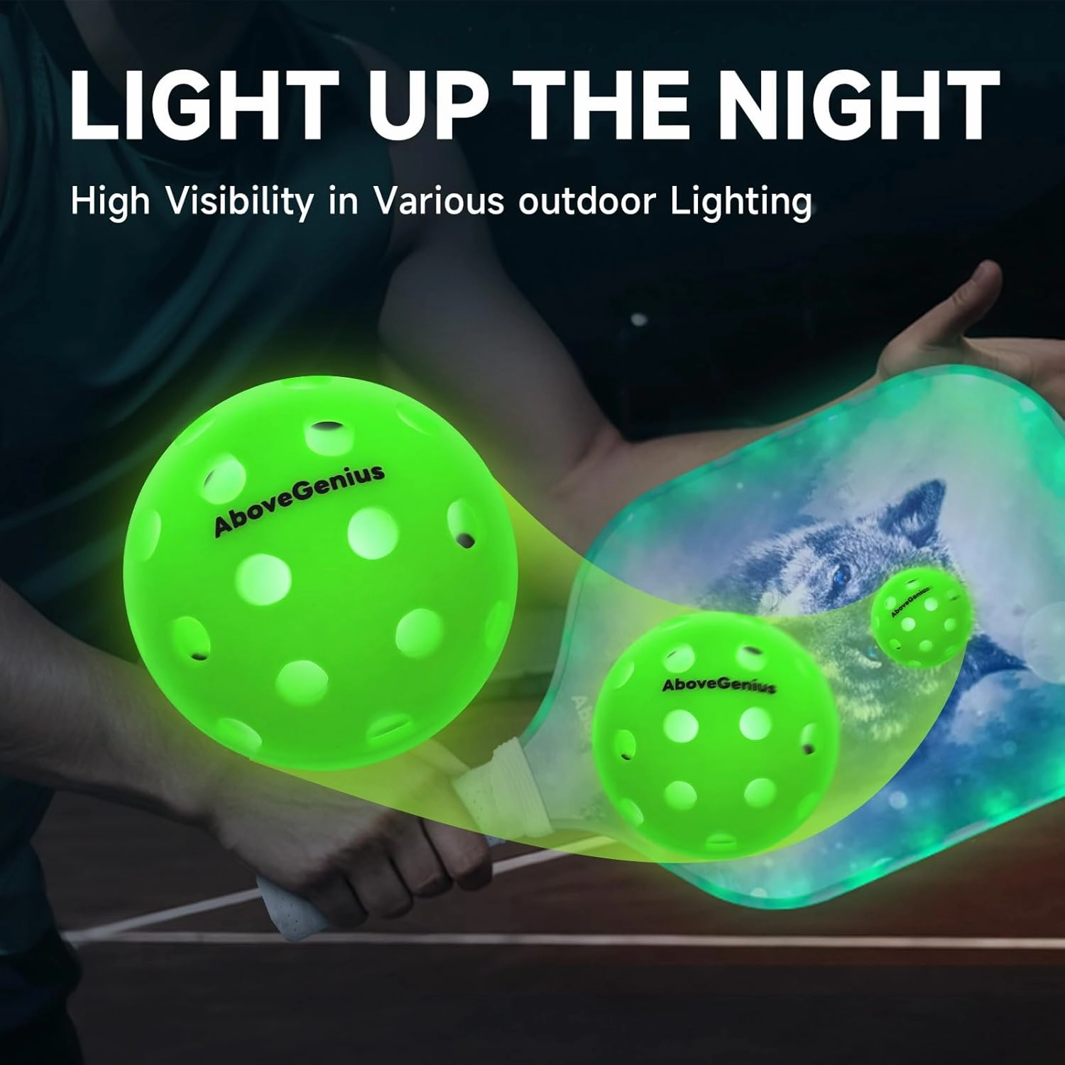 Glow in The Dark Pickleball,6 Pack Outdoor Pickleballs, LED Light Up High Visibility and Long-Lasting for Nighttime Play,Pickleball Gift