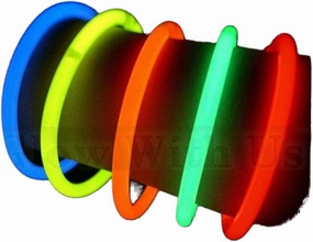 Glow With Us Brand Glow Sticks Bracelets Bulk Wholesale, 100 8” Assorted Glow Bracelets, Bright Color, Glow 8-12 Hrs, 100 Connectors Included, Glow Party Favor Supplies, Sturdy Packaging, Great Fun.