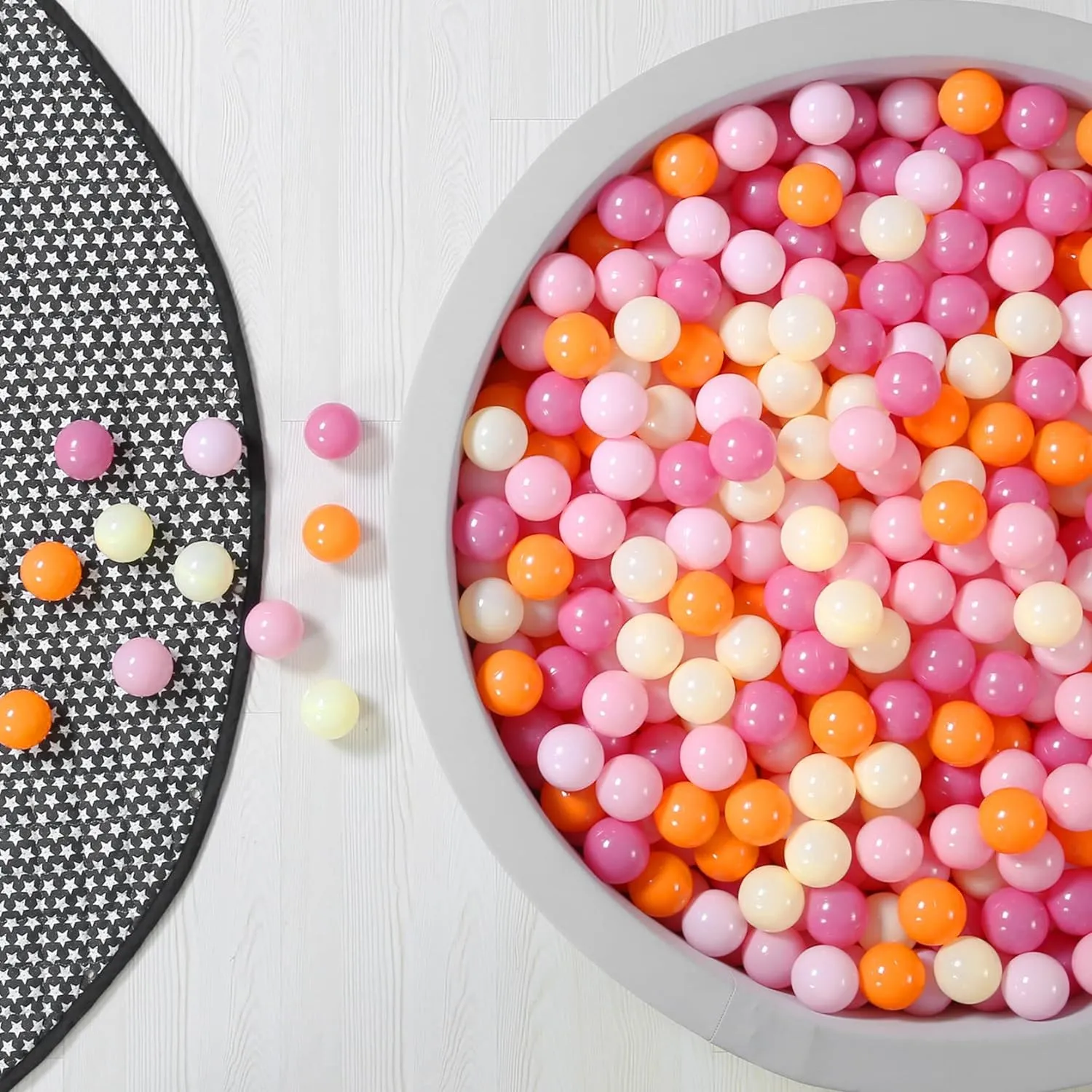 GOGOSO Ball Pit Balls for Toddler, Baby Plastic Playballs Kids Soft Pastel Pelotas Non-Toxic BPA-Free 3pink Orange Yellow, 100 Balls