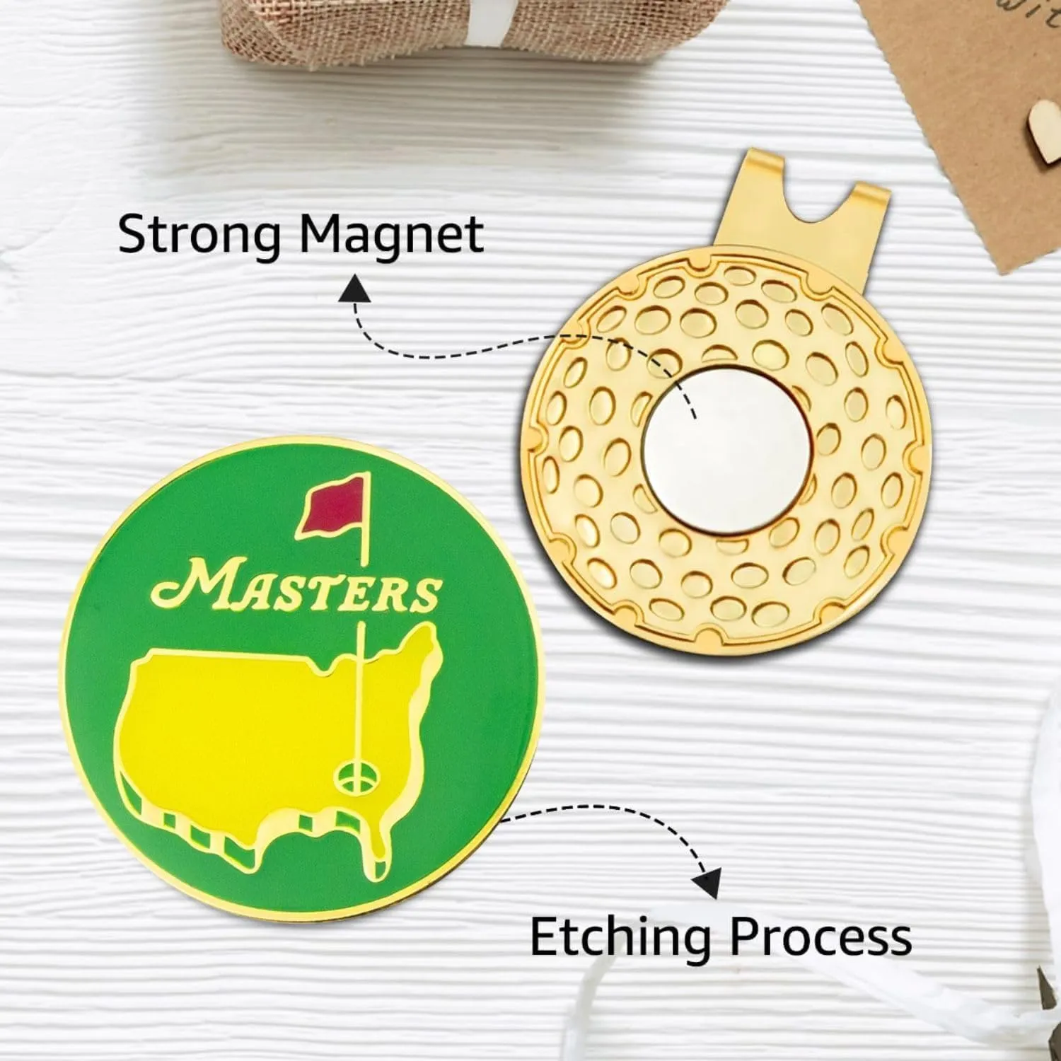 Golf Ball Marker with Magnetic Hat Clip, Masters, Premium Golf Accessories & Funny Golf Gifts for Men Women Golfers