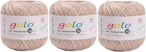 golo 3 Balls Crochet Thread Size 10 Crochet Yarn for Hand Knitting