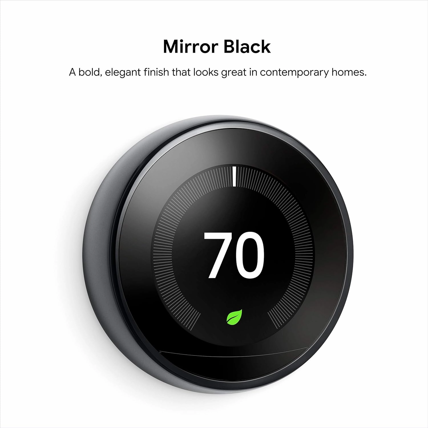 Google Nest Learning Thermostat - 3rd Gen (2015) - Programmable Smart Thermostat for Home - Works with Alexa - Mirror Black