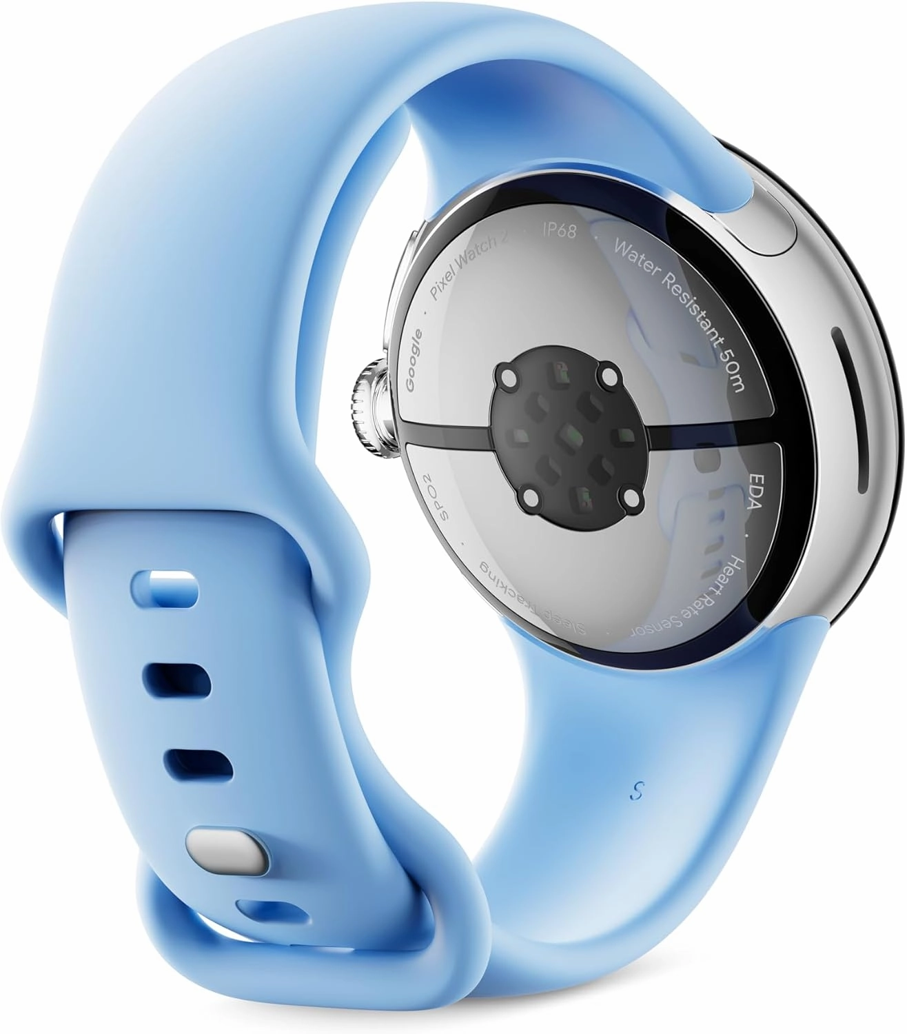 Google Pixel Watch 2 (Previous Model) with the Best of Fitbit - Heart Rate Tracking, Stress Management, Safety Features - Android Smartwatch - Polished Silver Aluminum Case - Bay Active Band - Wi-Fi