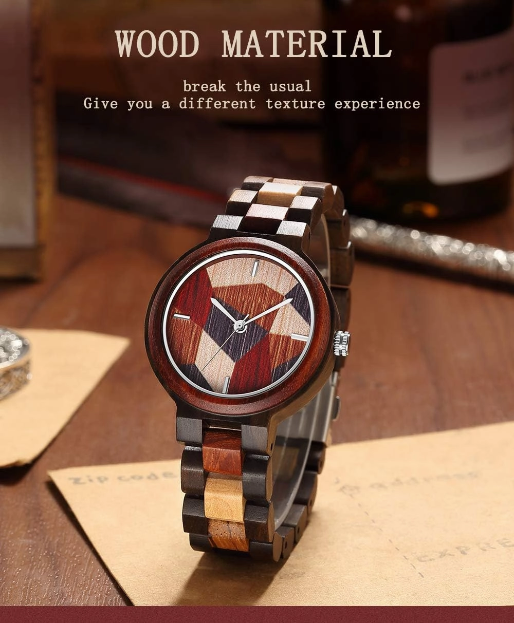 GORBEN Men’s Wooden Watch, Wrist Watch for Men, Lightweight Business Fashion Analog Quartz Watch, Stylish Men’s Watch Perfect for Any Occasion