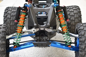 GPM Upgrades Aluminium 6061-T6 Front/Rear L-Shape Piggy Back (Built-in Piston Spring) Adjustable Spring Dampers for 1/5 X-MAXX 6S/8S Monster Truck (77076-4) RC Cars (Green)