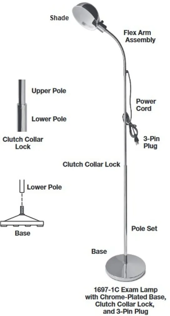 Grafco Medical Exam Lamp – Flexible Gooseneck Light, Adjustable Height, 110V Plug