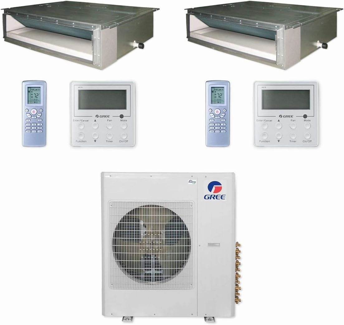 Gree 36,000 BTU Multi21  Dual-Zone Concealed Duct Mini Split Air Conditioner Heat Pump 208/230V SEER 21 (24-24)