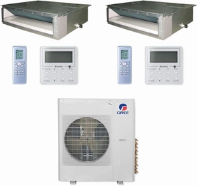 Gree 36,000 BTU Multi21  Dual-Zone Concealed Duct Mini Split Air Conditioner Heat Pump 208/230V SEER 21 (24-24)