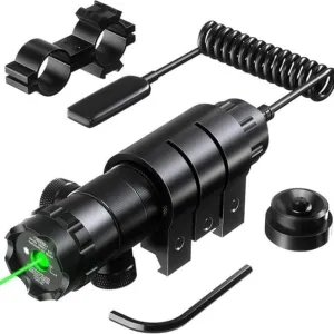 Green Laser Module with Pressure Switch – Adjustable Focus, Rail Mount Kit, Compact Aluminum Design