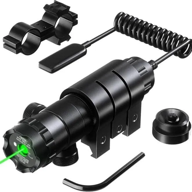 Green Laser Module with Pressure Switch – Adjustable Focus, Rail Mount Kit, Compact Aluminum Design