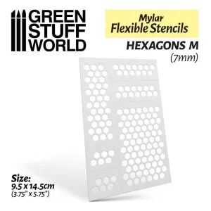 GREEN STUFF WORLD Flexible Stencils - HEXAGONS M (7mm)