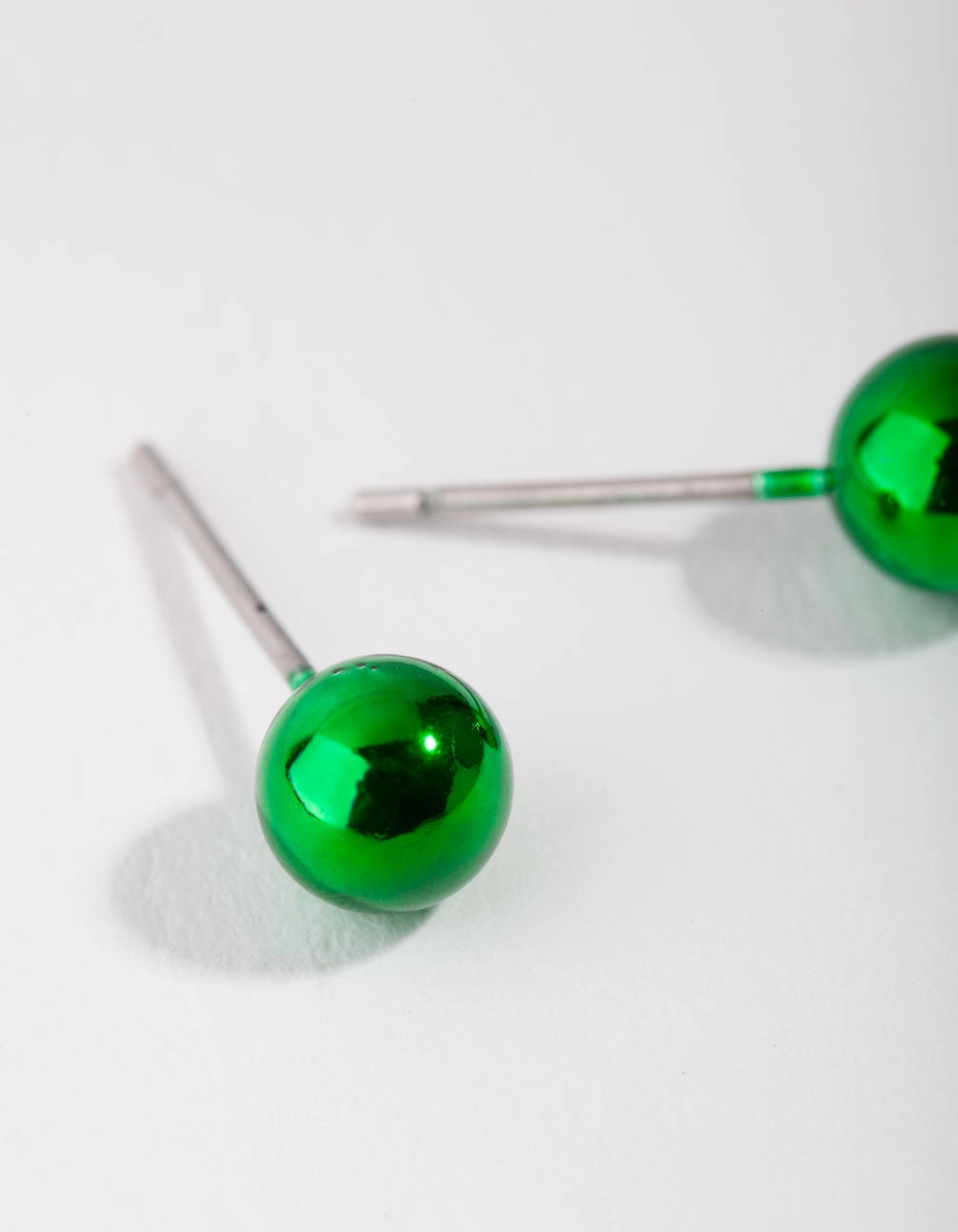 Green Festive Ball Stud Earrings