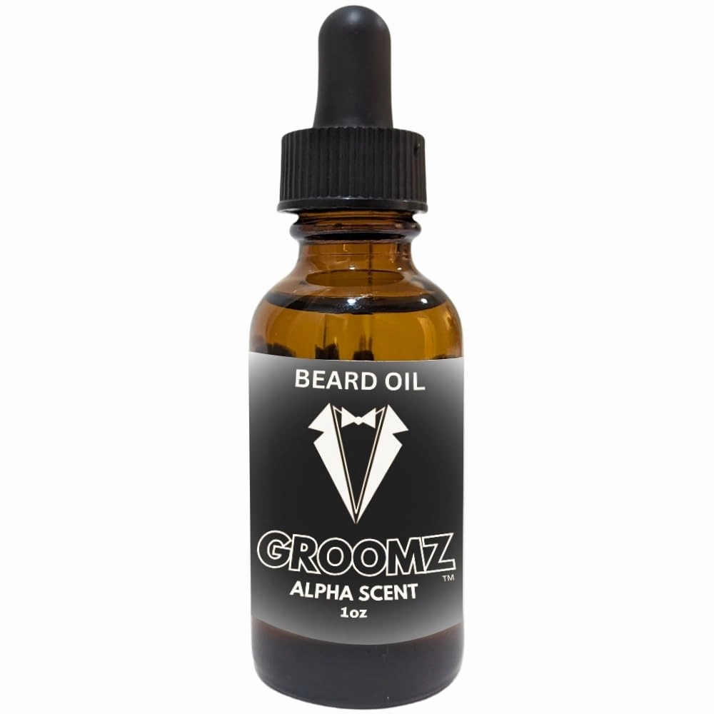 GROOMZ Beard Grooming Kit signature Oil and Balm, Comb, Brush, Scissors (Alpha Scent)