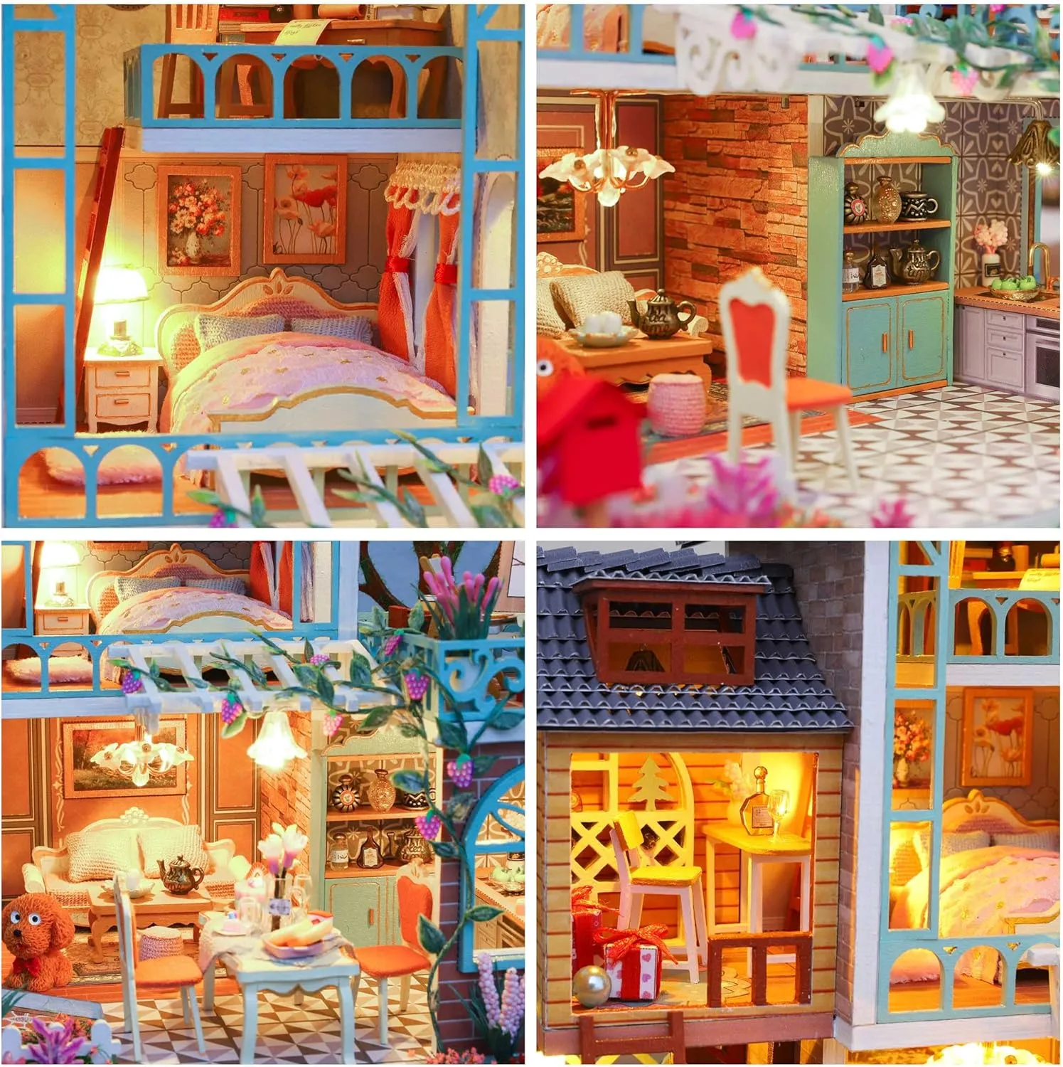 GuDoQi DIY Miniature Dollhouse Kit, Tiny House kit with Music, Miniature House Kit 1:24 Scale, Great Handmade Crafts Gift for Birthday Father's Day, Jungle Resort