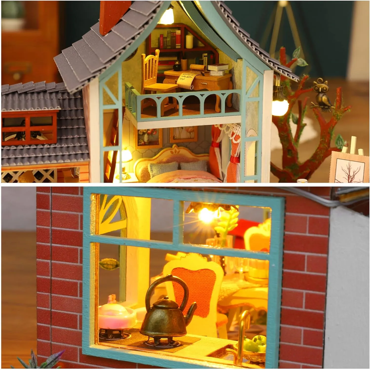 GuDoQi DIY Miniature Dollhouse Kit, Tiny House kit with Music, Miniature House Kit 1:24 Scale, Great Handmade Crafts Gift for Birthday Father's Day, Jungle Resort