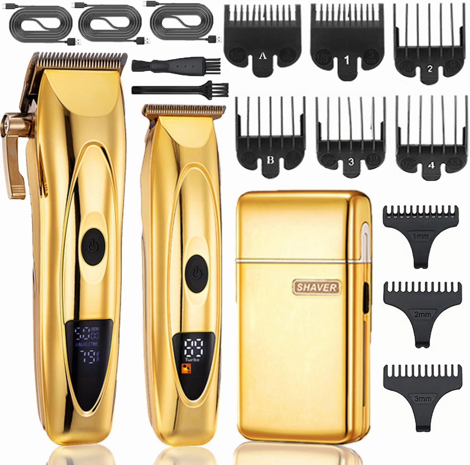Hair Clippers for Men Professional Hair Trimmer Cordless Foil Shavers for Men Set, Rechargeable Barber Clippers, Hair Cutting Kit Beard Shaver for Men (Gold)