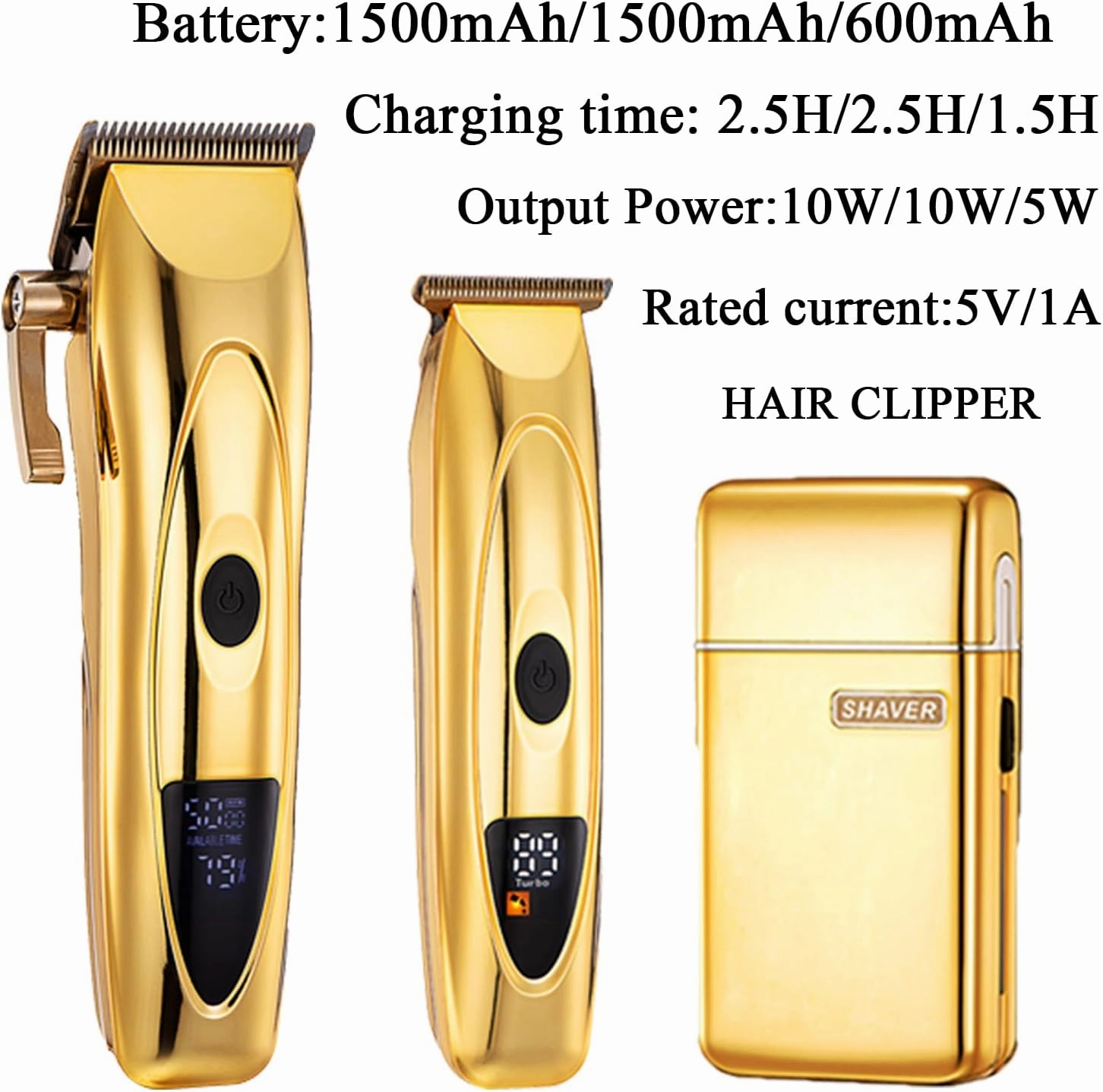 Hair Clippers for Men Professional Hair Trimmer Cordless Foil Shavers for Men Set, Rechargeable Barber Clippers, Hair Cutting Kit Beard Shaver for Men (Gold)
