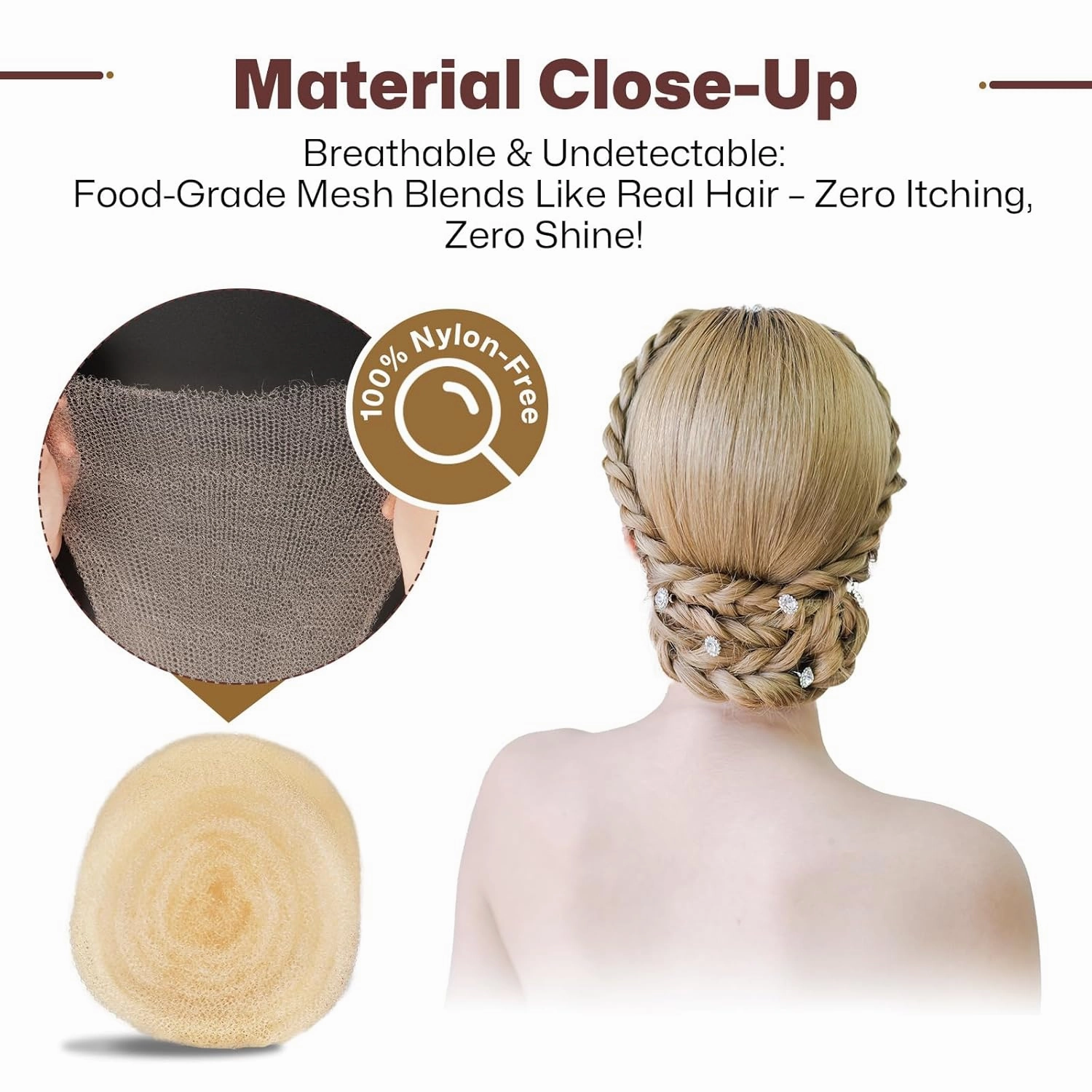 Hair Padding for Updos | Volumizing Hair Donut Bun Maker | Sponge Hair Filler Pads & Undetectable Updo Tool | Includes Bobby Pins, U-Clips, Comb