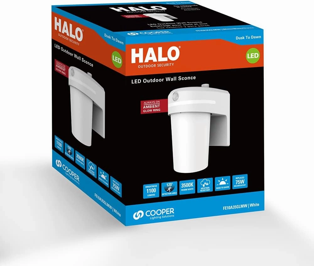 HALO FE 60-Watt Equivalent Integrated LED White Motion Sensing Dusk to Dawn Area Light, 3500K