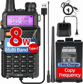 Ham Radio BAOFENG UV-5R Handheld Long Range 8W New Ver. UV5R Walkie Talkies M-5R 5RX Radios Two Way Radio Multi Band Copy Frequency USB-C Charger for Survival Gear Hunting