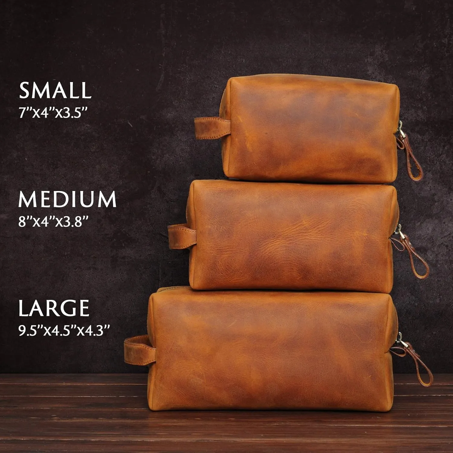 Handcrafted Leather Toiletry Bag for Cosmetics, Handmade Leather Dopp Kit to Keep Toiletries for Travels, Purple, Large