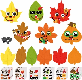 Haooryx Fall Leaf Magnet Craft Kit for Kids - 30 Set Maple Leaves DIY Stickers, Autumn Art Supplies for School Activities, Home Refrigerator, Class Blackboard, Whiteboard Decor