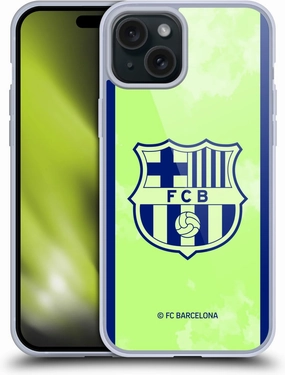 Head Case Designs Officially Licensed FC Barcelona Third 2024/25 Crest Kit Soft Gel Case Compatible with Apple iPhone 15 Plus