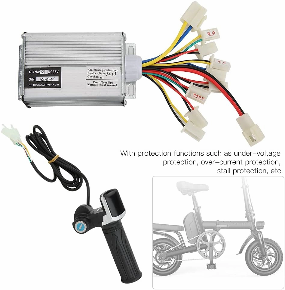 Headerbs 36V Controller and Throttle, 36V Controller, Brush E Controller and Multifunction Thumb Throttle Grip Set with Lock Electric Quantity Display