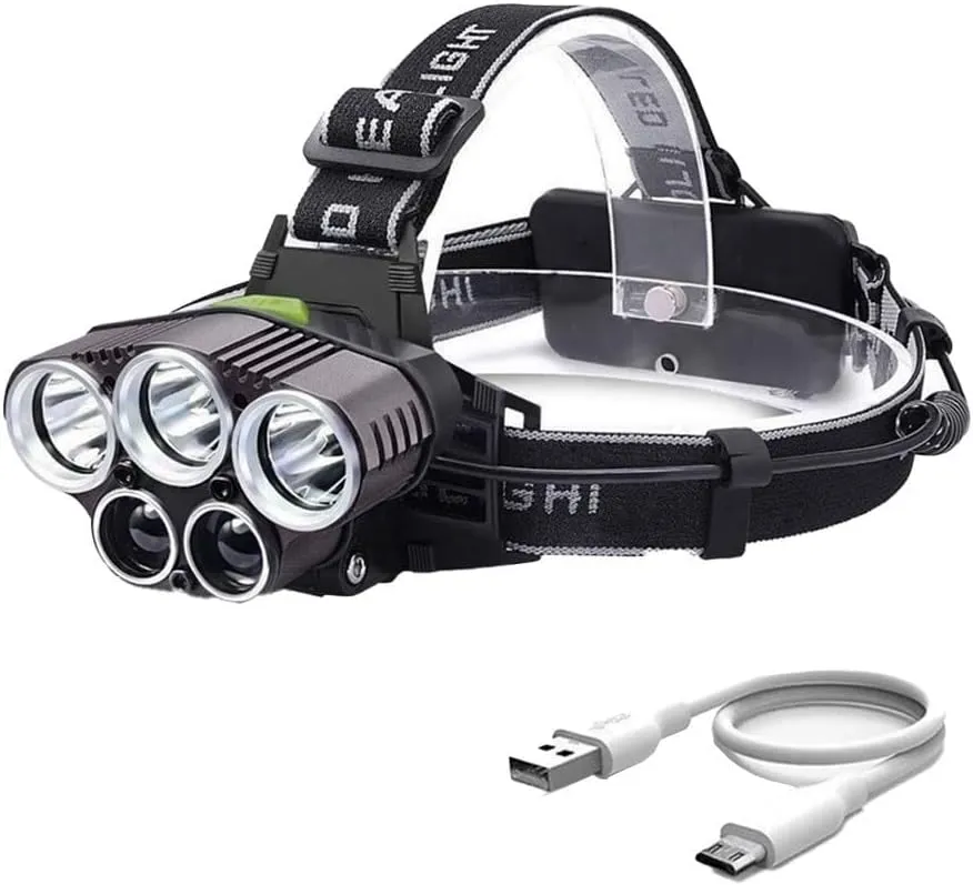 Headlamp Rechargeable,2025 New Upgrade 6 Mode 25000 High Lumen Bright 5 LED Head Lamp with Red White Light,IPX5 Waterproof Headlights,Headlamps for Running Hunting Fishing Hiking Camping