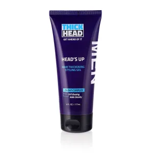 Heads Up Hair Thickening Styling Gel for Men Adds Instant Volume and Texture to Thin Fine Hair | Provides Firm Hold | 6 Fl Oz
