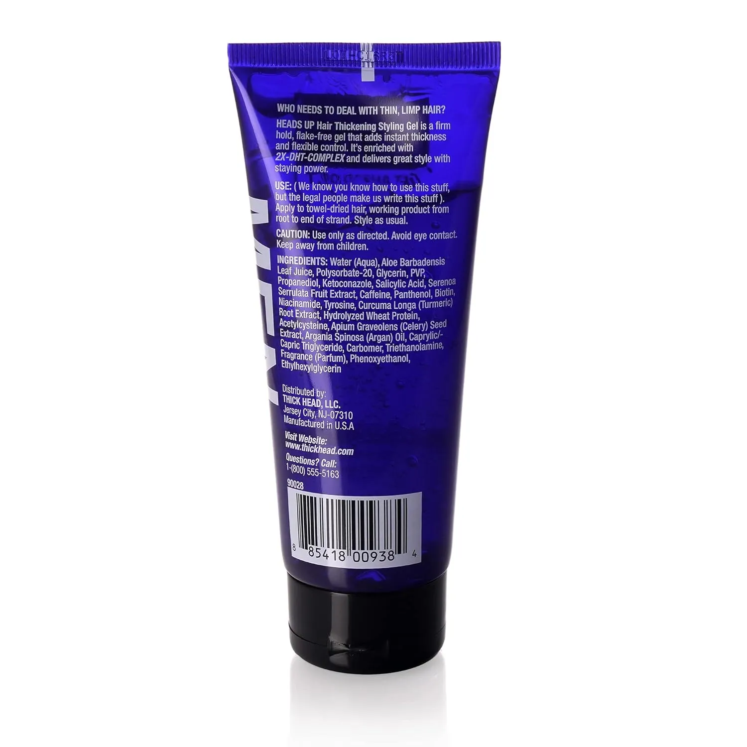 Heads Up Hair Thickening Styling Gel for Men Adds Instant Volume and Texture to Thin Fine Hair | Provides Firm Hold | 6 Fl Oz