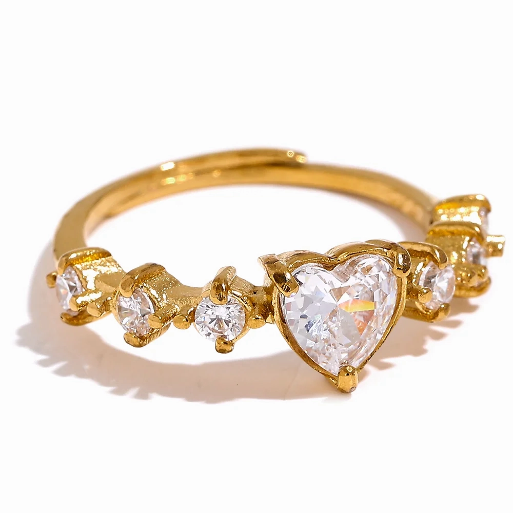 Heart Shape CZ Stone Adjustable Ring