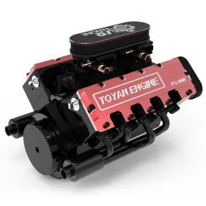Helixsun TOYAN×HOWIN Power Engine Model, FS-V800 1/10 Eight-Cylinder Four-Stroke Water-Cooled Nitro Engine Model for RC Car and Boat, Science Educational Experiment Toy (KIT Version)