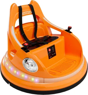 Hetoy Ride-on Bumper Car for Toddlers, 12V Electric Car with Parent Remote, 2-Speed & 2 Driving Modes, 360 Spin, Music & Lights (Orange)