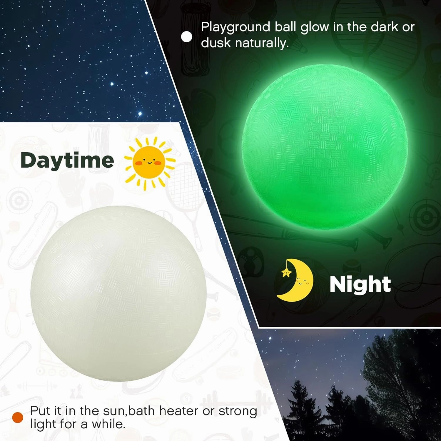 Hiboom 2 Pcs Glow in The Dark Kickballs Dodgeballs Light up Playground Ball Bouncy Balls with Pump for Kids Adults Playground School Backyard Game Outdoor Glow in The Dark Games (10 Inch)