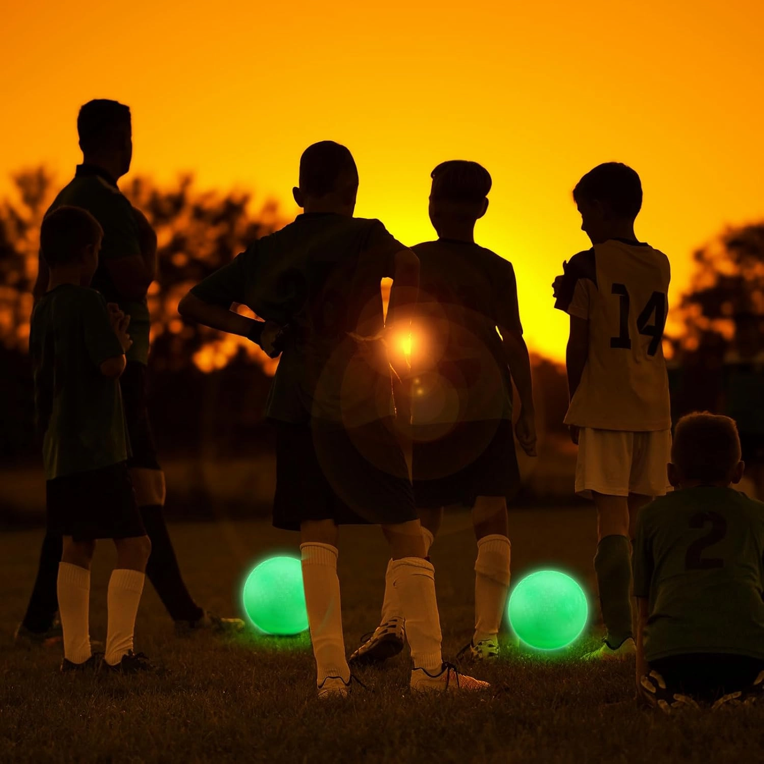 Hiboom 2 Pcs Glow in The Dark Kickballs Dodgeballs Light up Playground Ball Bouncy Balls with Pump for Kids Adults Playground School Backyard Game Outdoor Glow in The Dark Games (10 Inch)