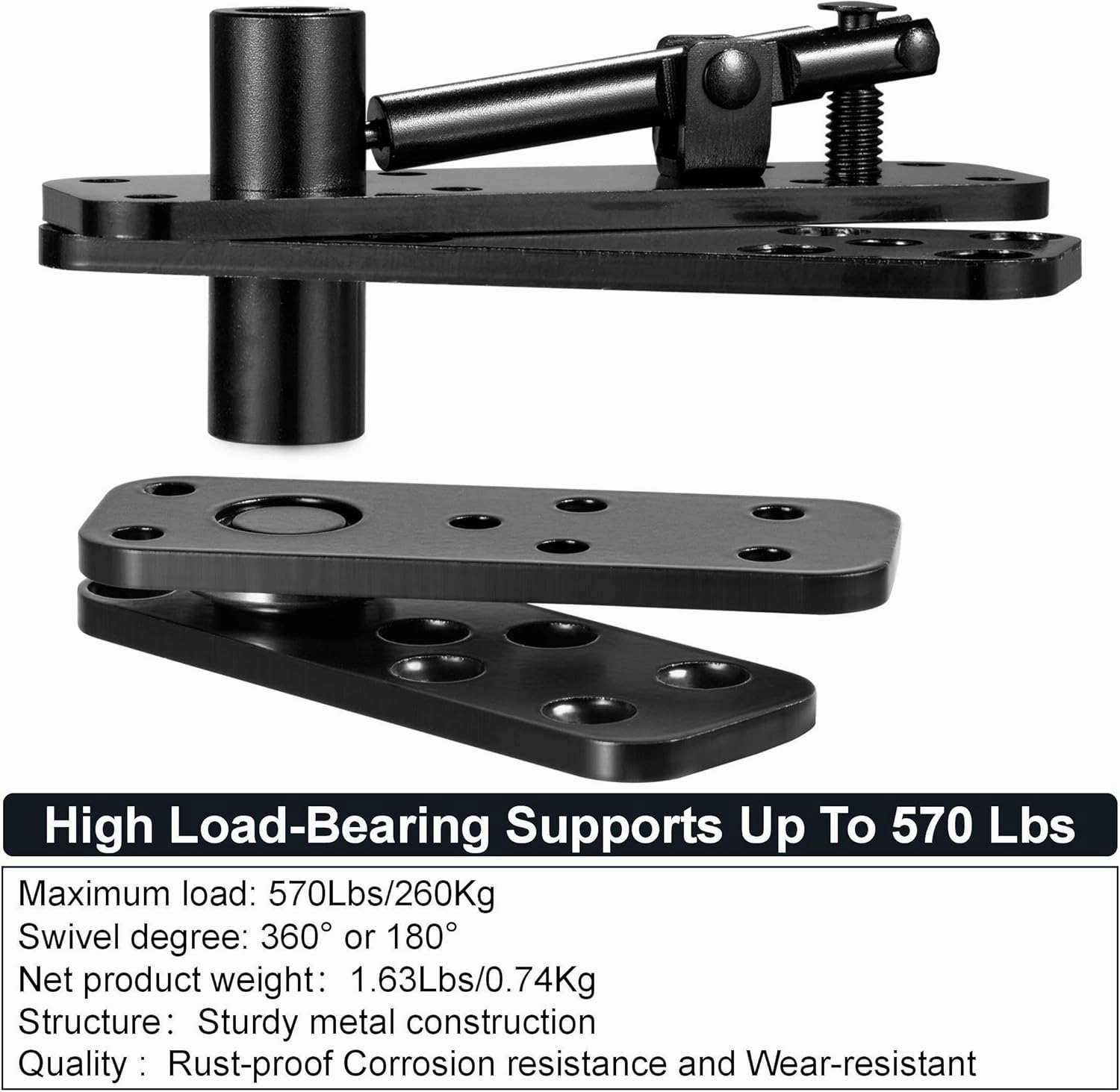 Hidden Pivot Hinge for Secret Door & Murphy Bookcase,570Lbs Load-Bearing,360°Rotation Hidden Door Hardware Set with Sturdy Steel,Smooth Bearing Design 1Set (Black)