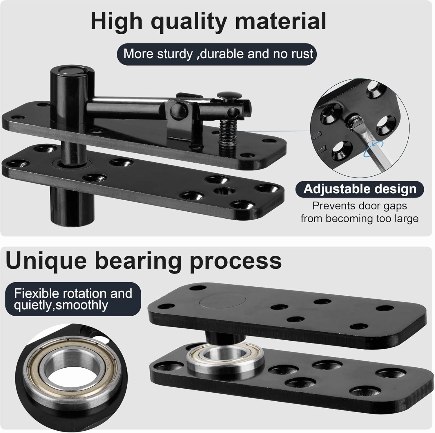 Hidden Pivot Hinge for Secret Door & Murphy Bookcase,570Lbs Load-Bearing,360°Rotation Hidden Door Hardware Set with Sturdy Steel,Smooth Bearing Design 1Set (Black)