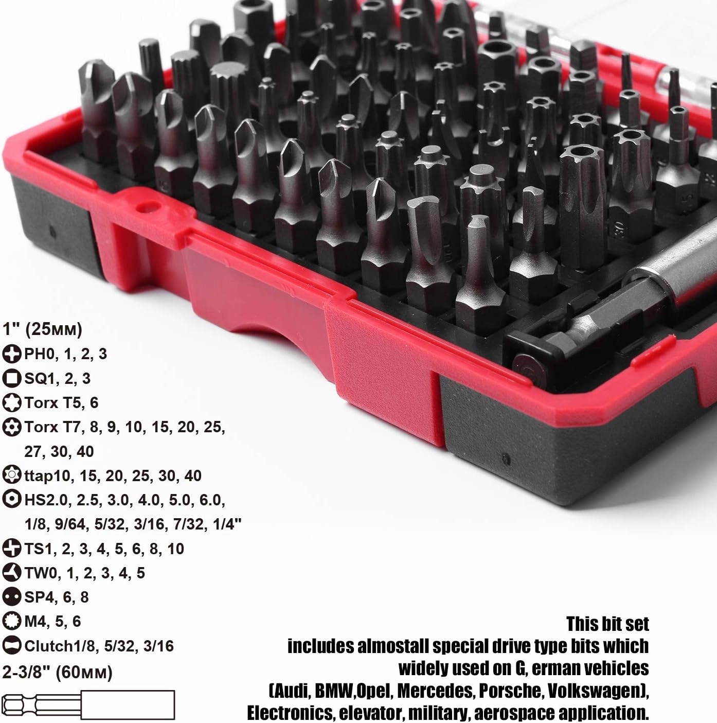 High Qualiy Security Bit Set, 61-Piece, S2 Steel, Temper Proof Bits, for home electoronics, vehicles, military, aerospace applications