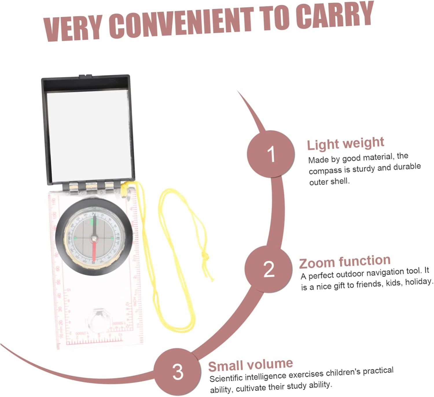 Hiking Guiding Compass Portable Outdoor Measuring Tool for Survival Navigation Lightweight Durable