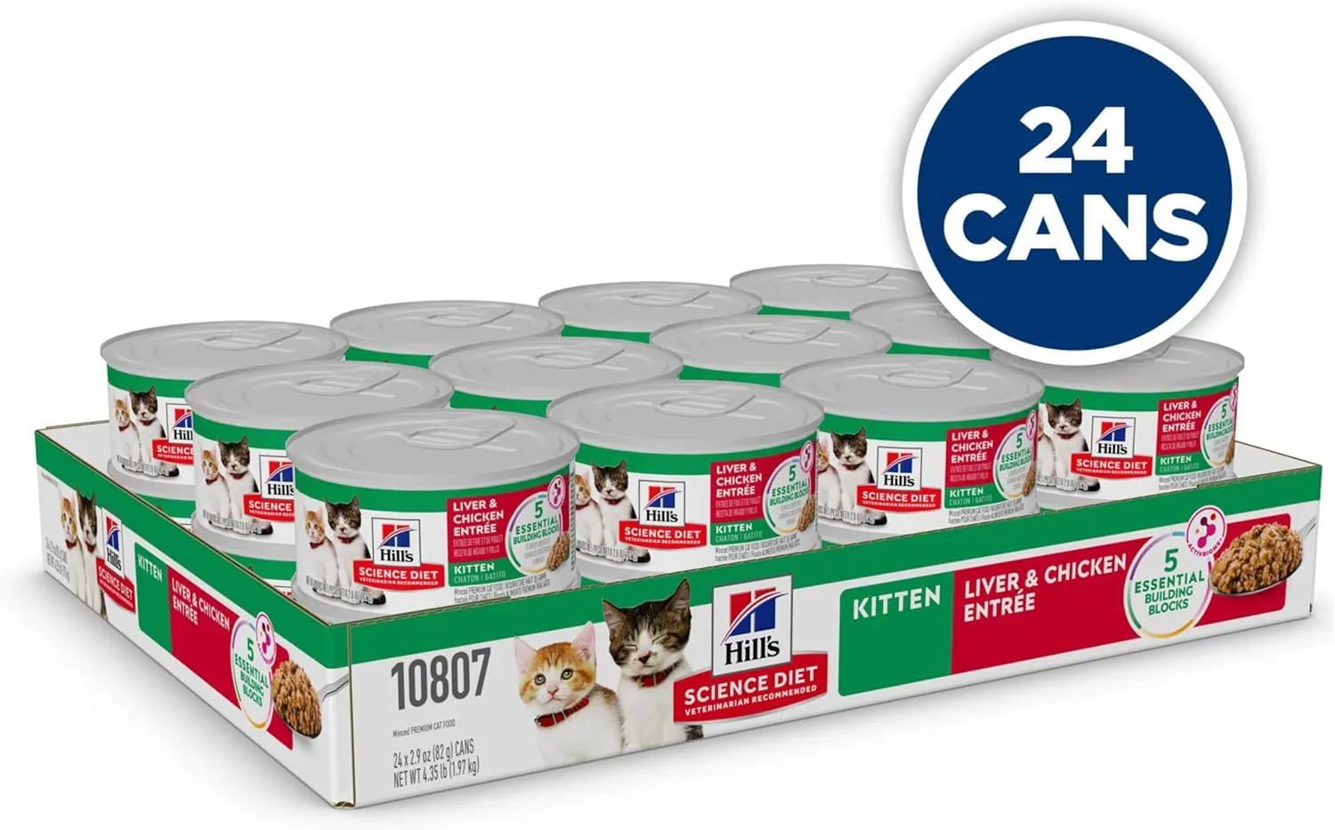 Hill's Science Diet Kitten, Kitten Premium Nutrition, Wet Cat Food, Liver & Chicken Minced, 2.9 oz Can, Case of 24