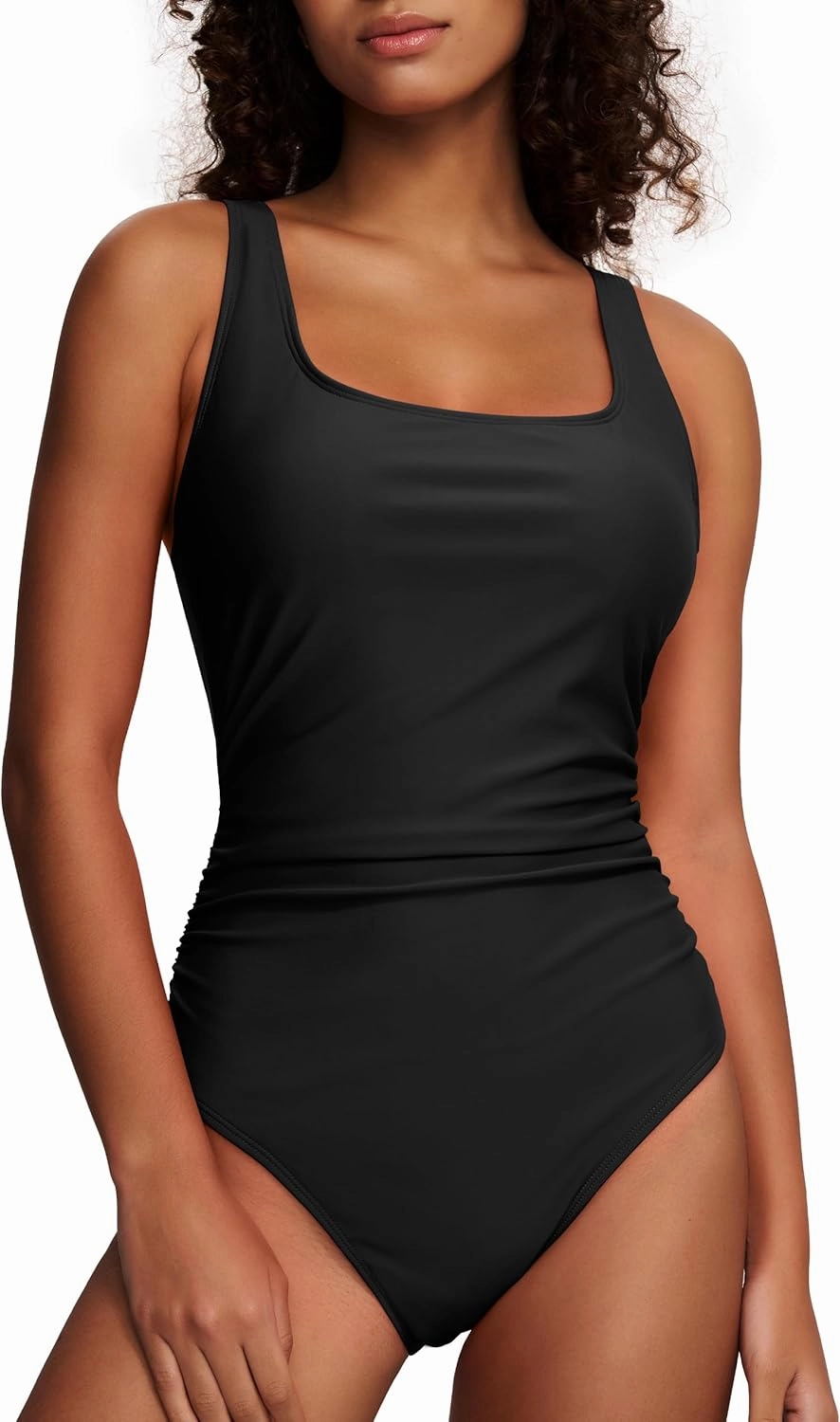 Hilor Women's Underwire One Piece Swimsuit Long Torso Ruched Tummy Control Bathing Suits Push Up Tank Swimwear