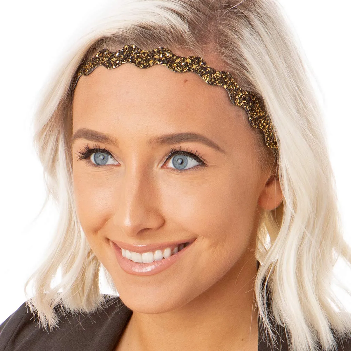 Hipsy Regular Size, Adjustable No Slip Sparkly Bling Mixed 4pk Headbands for Women Girls & Teens (Bling Glitter Mixed Diva)