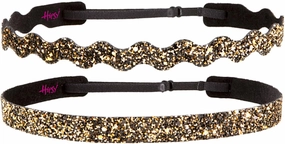 Hipsy PETITE Size, Adjustable No Slip Sparkly Bling Mixed 2pk Headbands for Women Girls & Teens (Bling Glitter Mixed Diva)
