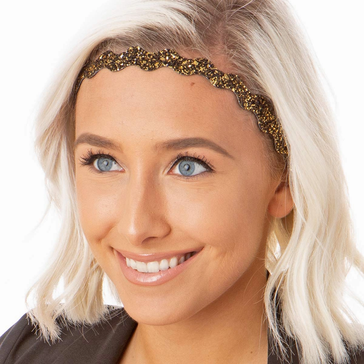 Hipsy PETITE Size, Adjustable No Slip Sparkly Bling Mixed 2pk Headbands for Women Girls & Teens (Bling Glitter Mixed Diva)