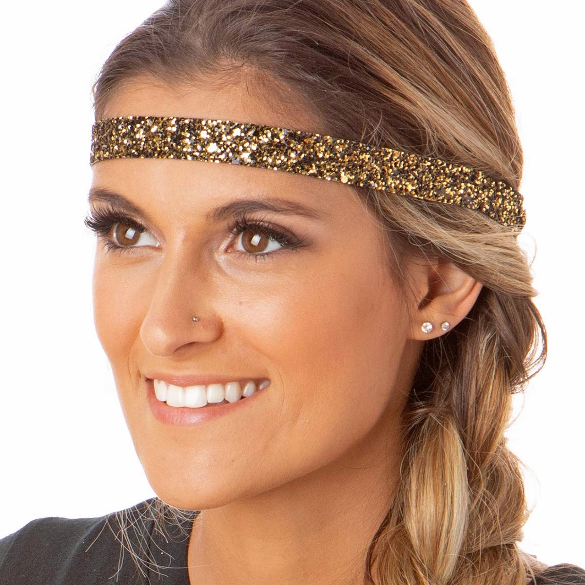 Hipsy PETITE Size, Adjustable No Slip Sparkly Bling Mixed 2pk Headbands for Women Girls & Teens (Bling Glitter Mixed Diva)
