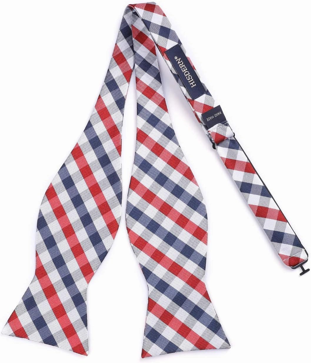 HISDERN Bow tie and Suspenders for Men Plaid Suspender Self Bowtie Pocket Square Adjustable Y Shape Mens Trouser Braces
