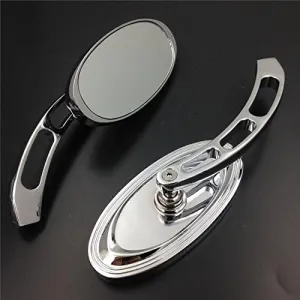 HK GROUP Oval Shape Custom Chrome Mirrors Fit all Yamaha Cruiser Bikes models Royal Star/Stratoliner/Roadliner/Road Star/V-star/Warrior/V-Max/Virago and more